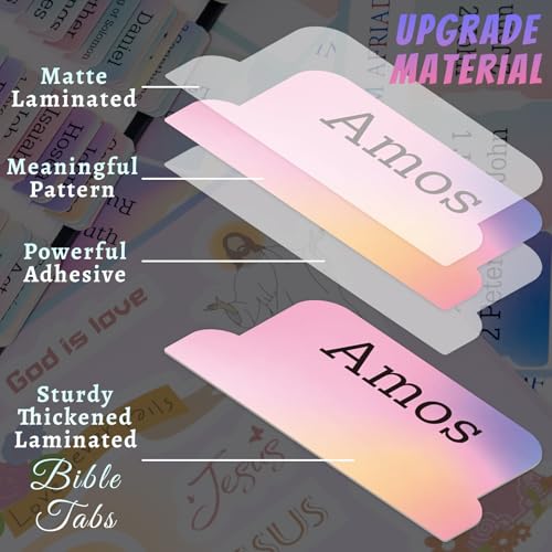 Image of Bible Tabs with 3D Butterfly Paper Bookmark, Laminated Bible Tabs for Women, Christian Gifts, Large Print Bible Index Tabs, Bible Study Supplies (Rainbow2)