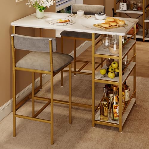 IDEALHOUSE Dining Table Set for 2, Counter Height Kitchen Table and Chairs, Bar Table Set with 2...