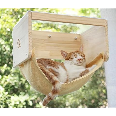 Cat Window Bed with Clear Acrylic Perch, Cordless Cat Window Hammock, Wooden House for Overlooking, Sunbathing and Climbing - Maximum Hold Up to 40lbs Cover