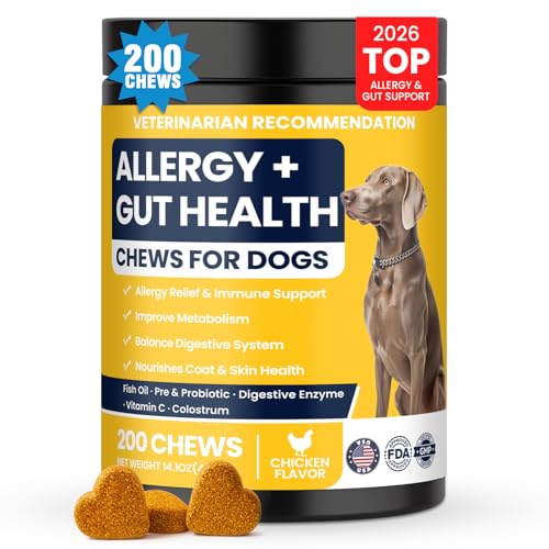 BFDEREN Dog Allergy Chews Probiotics for Dogs Yeast, Itchy Skin and Itchy Ears Itch Relief Immune Pre Probiotic Chews for Pet Digestive Health Anti Itch