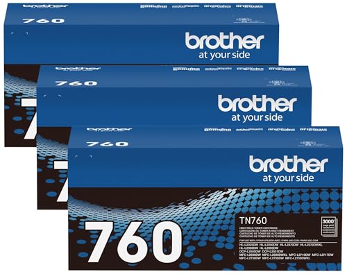 Image of Brother Genuine TN760 High Yield Black Toner Cartridge, (for use with MFC-L2710DW MFC-L2750DW -L2350DW HL-L2370DW -L2395DW HL-L2390DW DCP-L2550DW Printers) (Pack of 3)