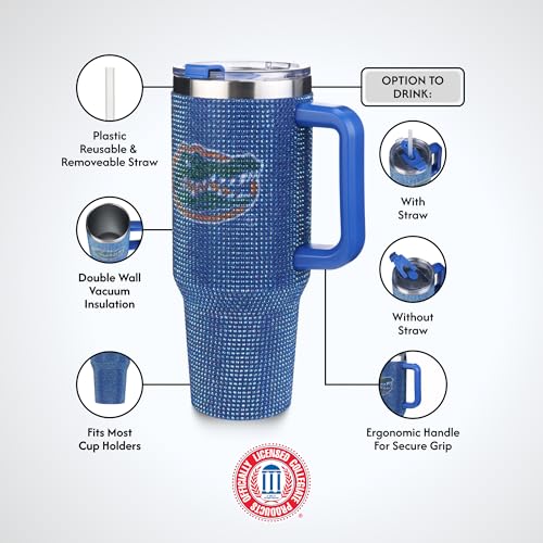 Image of The Memory Company Officially Licensed 40oz TC Bling Game Day Tumbler with Vintage Logo, University of Florida