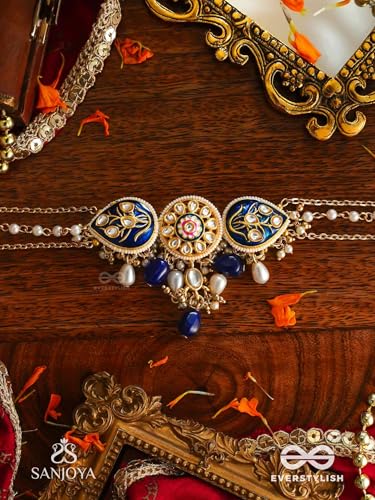 Image of SANJOYA BY EVERSTYLISH Nilachandrika Moonlight Of The Blue Sky Handmade Kundan Set With Necklace And Earrings Lightweight Jewelry For Women | Party, Festive, Wedding & Gifting