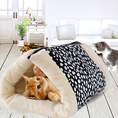 POPETPOP Grande Cama de Gato Pequeno Animal de Estimação Ninho Quente de Pelúcia Gatinho Cama de Dor