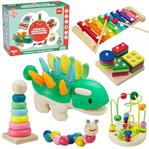 JOOGOS 6 brinquedos bebé 1 ano montessori estimulação sensorial. Brinquedos bebés 6-12 meses meninos e meninas 1-2 anos presente educativo xiaomi dinossauros torre empilhável