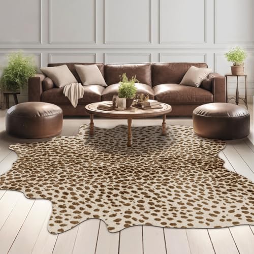 Leopard Rug Cheetah Print Rug: 4.6 x 5.2 Feet Animal