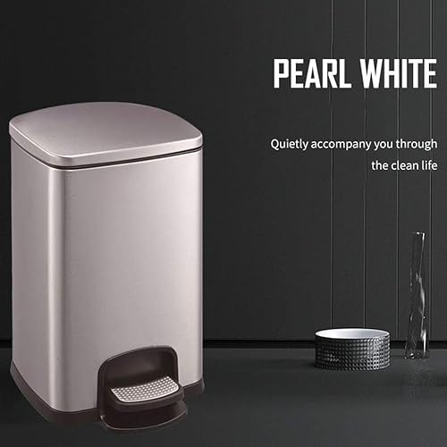 Miniatura 3 de TOWINE Basurero de cocina con tapa para oficina, dormitorio, baño, cubo de basura a prueba de huellas dactilares, acero inoxidable cepillado