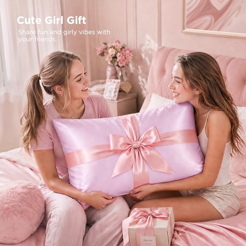 Image of Bedsure Satin Pillowcase with Zipper,King Pillow Cases Set of 2