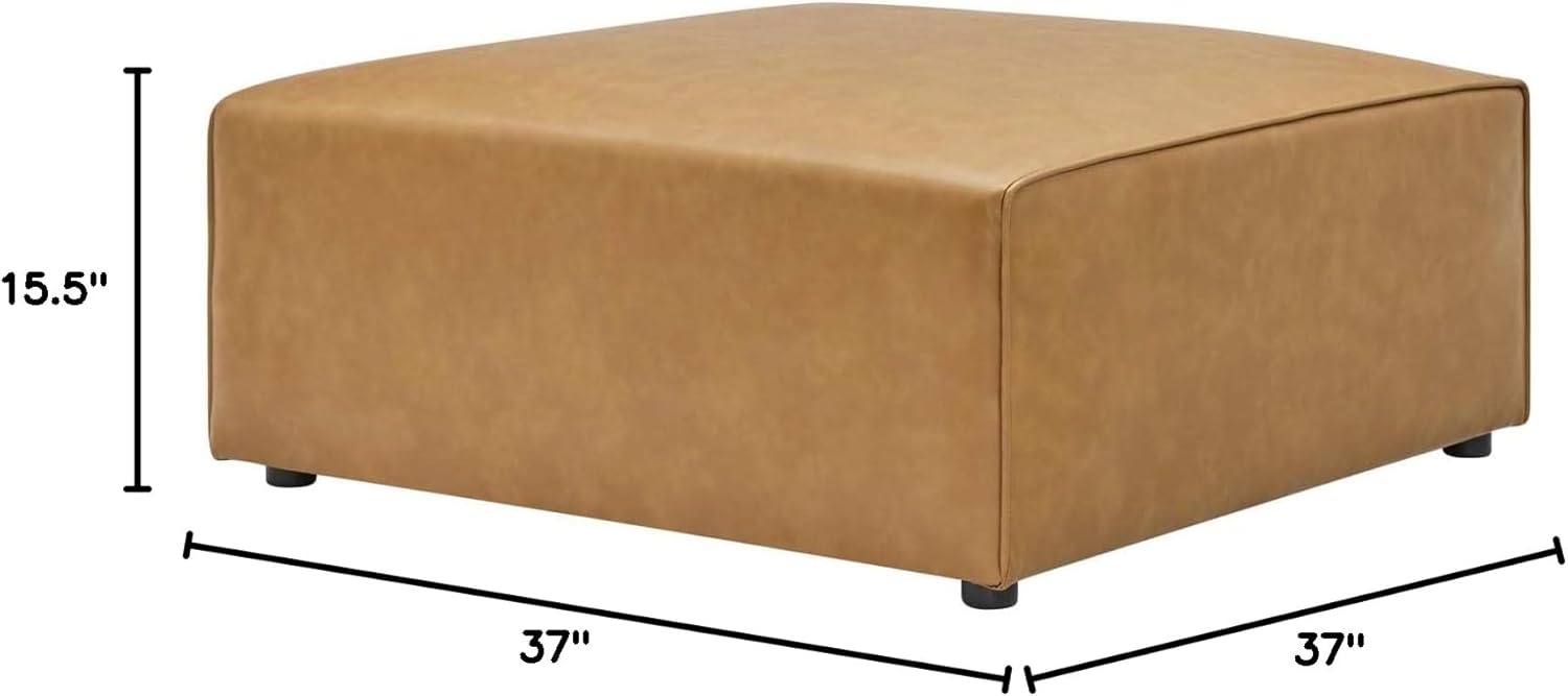 Modway Mingle Vegan Leather Ottoman in Tan