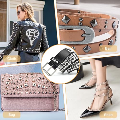 Coobigo PYRAMID RIVET 100Sets 10Mm Square Rivets, Leather Rivets Metal Pyramid Spike Studs Rivet thumb #5