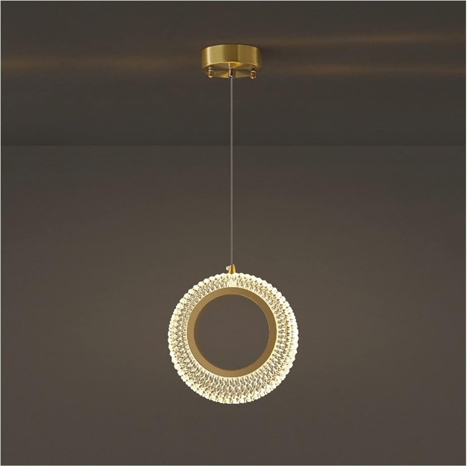 PCXEHUYP Full Copper Stair Chandelier Crystal Villa Spiral Staircase Ring Long Pendant Light Loft Lamp Adjustable Chandeliers