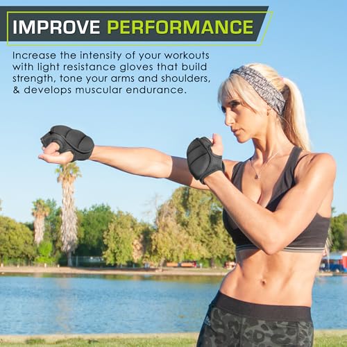 Image of ProsourceFit Weighted Gloves Set, 2 lb Pair / 1 lb Each, Neoprene Hand Weights for Walking, Cardio, Aerobics, Boxing, Toning, and Sculpting