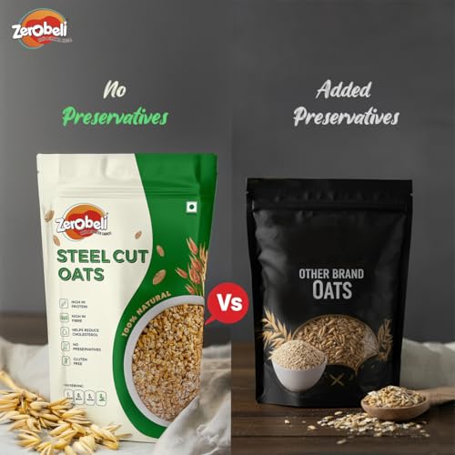 Image of Zerobeli Steel Cut Oats 1kg | 100% Wholegrain | High Protein & Fibre | Low Glycemic Index | Supports Weight Management & Gut Health | Gluten-Free