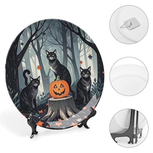 Plato decorativo Art Fall Bone China de cerámica de 8 pulgadas miniatura 4