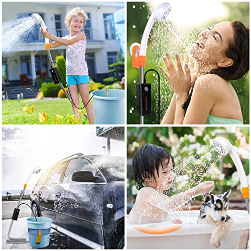 Ducha portátil para exteriores con iluminación LED, bomba a batería para playa, camping, jardín y senderismo miniatura 3