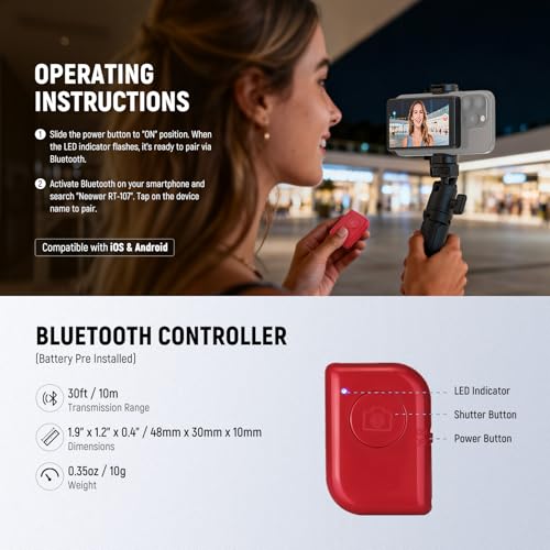 Image of NEEWER Basics 4 inch Magnetic Vlog Selfie Monitor Screen, Wireless Phone Back Camera Monitor with Remote /1500mAh for YouTube TikTok, NOT Compatible with iPhone 17 Google Phone /4K Video Recording, M4B