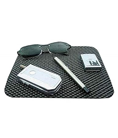 SS - Dashboard Non Adhesive Anti Slip Passenger Car Mat for Cell Phone, Sunglasses, Keys and More (23 cm X 19cm, Black)