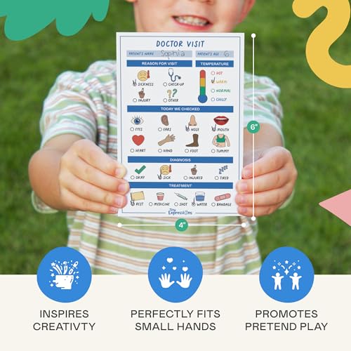 Image of Tiny Expressions Pretend Play Notepads - 6-Pack Kids Play Pads - 40 Pages Each of Restaurant, Doctor, Boarding Pass, Report Card, Nature Walk & Soda Shop for Imaginative Role Play