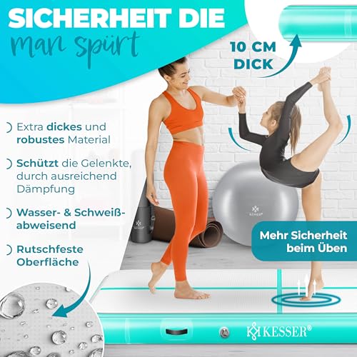 KESSER® Turnmatte Aufblasbar Airtrack 300x100x10 (Türkis) - 4