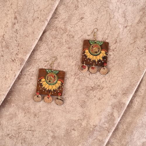 Image of Handcrafted Boho & Ethnic Earrings for Women - Wooden & Brass Statement Designs in Loop, Swing & Motif Styles