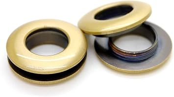 CRAFTMEMORE 5/8" 15mm Hole Metal Screw Rings Eyelets Grommet Quality Round Polished Purse Replacements Easy Installation Pack of 4 SCET Brushed Brass