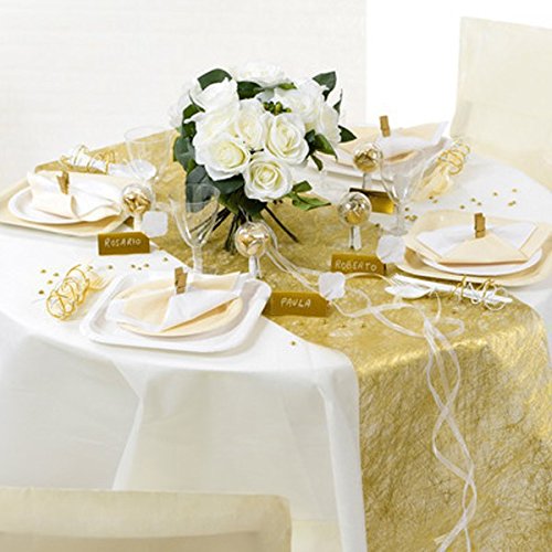 Chemin De Table Non Tissé Vert - 5 M X 0,3 M - Décoratif Pour Mariage/Fêtes - Légèrement Transparent