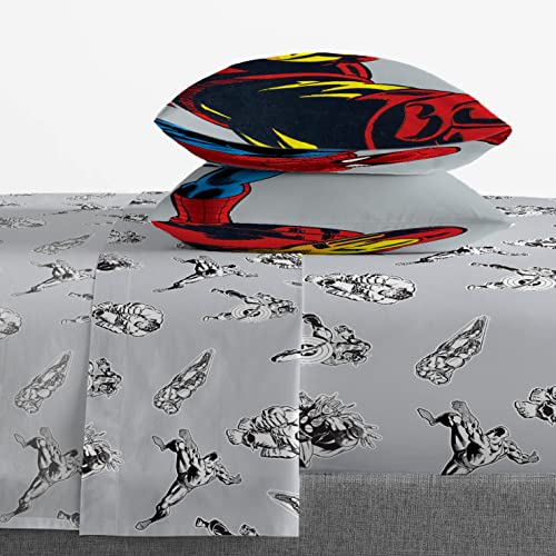 Jay Franco Marvel Comics Face Montage 7 Piece Queen Size Bed Set - Includes Comforter & Sheet Set Featuring The Avengers - Super Soft Fade Resistant Microfiber (Official Marvel Product) #TOP3
