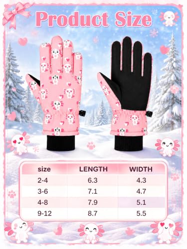 Image of Honoson 2 Pairs Kids Snow Gloves, Winter Waterproof