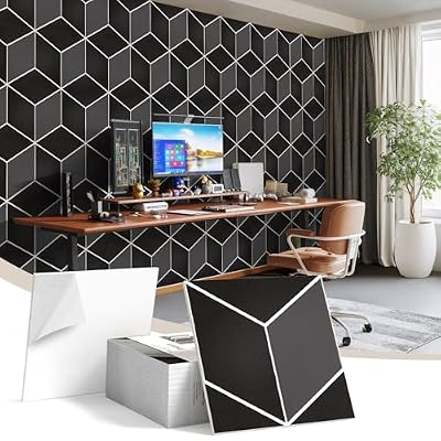 12Pack Acoustic Panels, Self-Adhesive Sound Proof Panels for Walls, Decorative 3D Textured Printing Sound Dampening Panels Sound Absorption Tiles for Studio, Office, Home, 12×12×0.4", Black