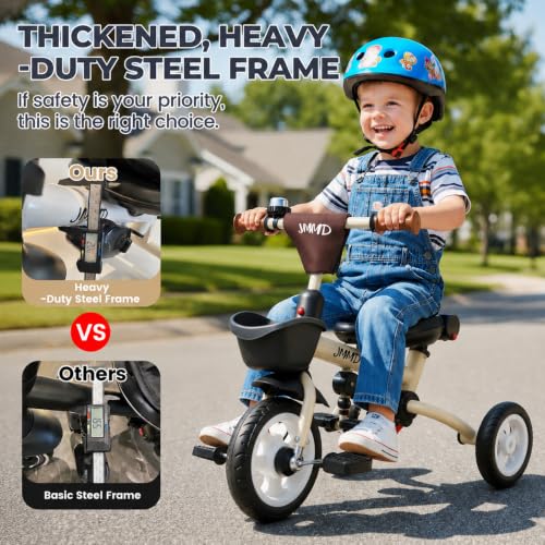 Image of JMMD 8-in-1 Foldable Toddler Tricycle for Ages 1-5, Portable Trike Stroller