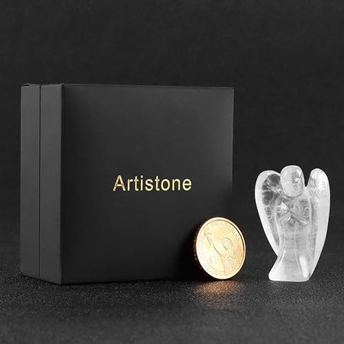 Miniatura 7 de Artistone Figuras de ángel de cristal de opalita de amatista 2 piezas bolsillo de piedras preciosas talladas oración de paz decoración de estatua de