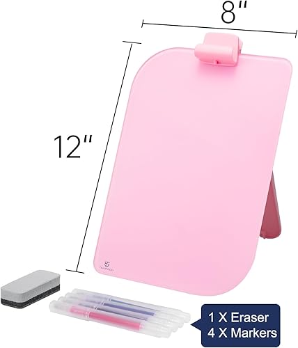 Miniatura 2 de TSJ OFFICE Pizarra blanca de escritorio pequeña  Pizarra de cristal de borrado en seco de 12 x 8 pulgadas con soporte, tablero de escritorio para el