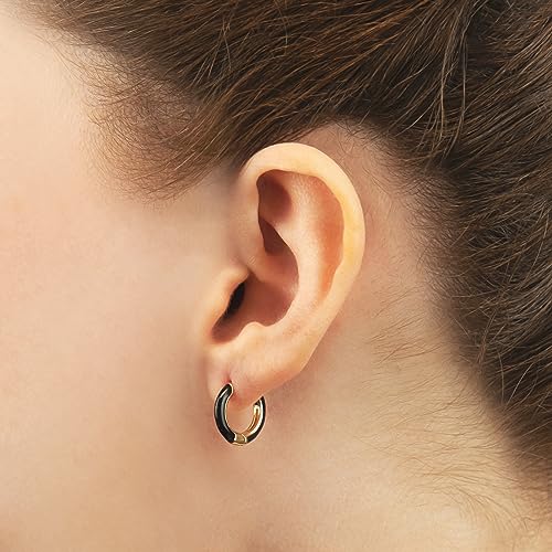 14K Gold Plated Sterling Silver Enamel Color Huggie Hoop Earrings for Women – Wide Range of Vibrant Color Options Available3