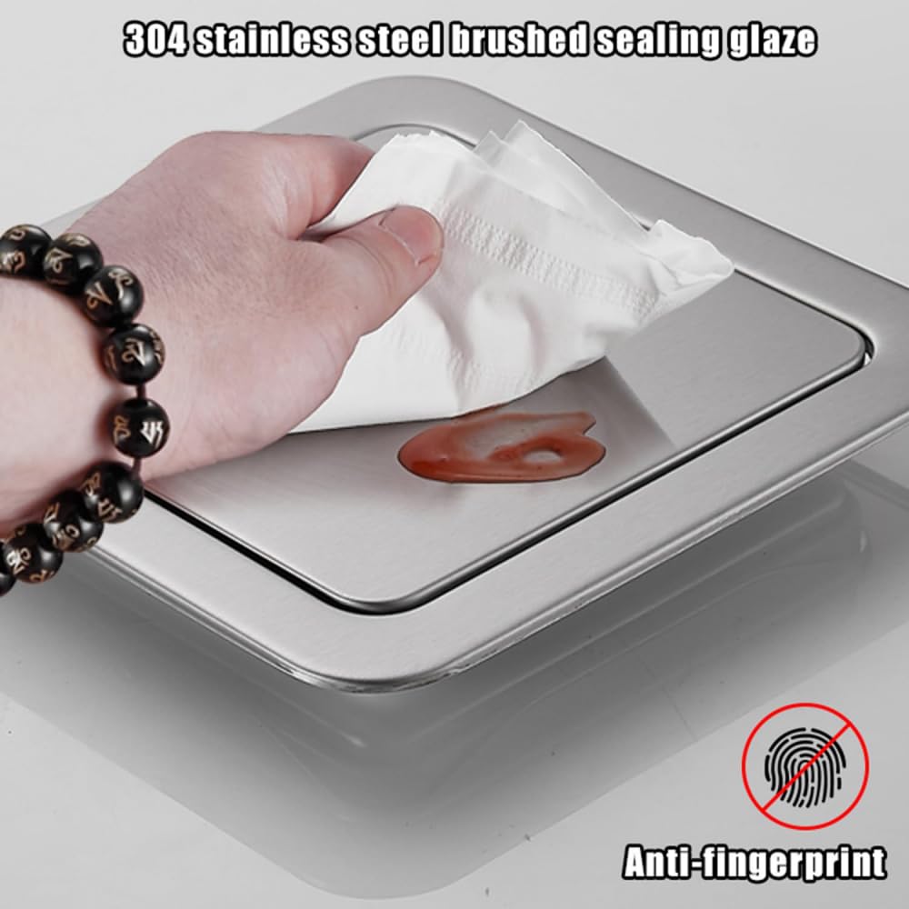 Cubo de basura empotrable para encimera, tapa de basura de acero inoxidable integrada, tapa de cubo de basura empotrada flexible para restaurante, hotel, banco de trabajo, oficina, A1