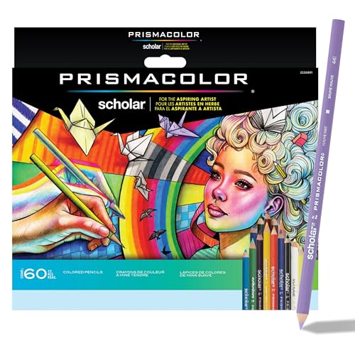 Prismacolor Scholar Colored Pencils, Assorted Colors, 60 Count - Perfect for Sketching, Drawing, Coloring