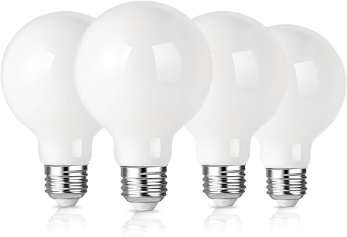 ALAMPEVER Bombillas de globo G25 de 60 vatios, bombillas LED de tocador, bombillas LED regulables, bombilla decorativa E26 de 3000 K, blanco suave, ALAMPEVER Bombillas de globo G25 de 60 vatios, bombillas LED de tocador, bombillas LED regulables, bombilla decorativa E26 de 3000 K, blanco suave,