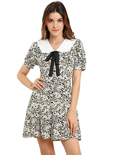 Listado y reviews de Falda peto - los más vendidos. 24 Allegra K - Vestido de Manga Corta con Cuello Peter Pan 2023 con Estampado Floral y Pajarita, Negro -, XL