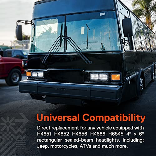 2Pc 4X6 Led Headlights [45W] [H4 Socket] [Black-Finish] [High/Low Sealed Beam] H4652 H4666 H6545 H4651 H4656 4X6 Led Headlight For Peterbilt Kenworth Trucks Ford Van & More #TOP2