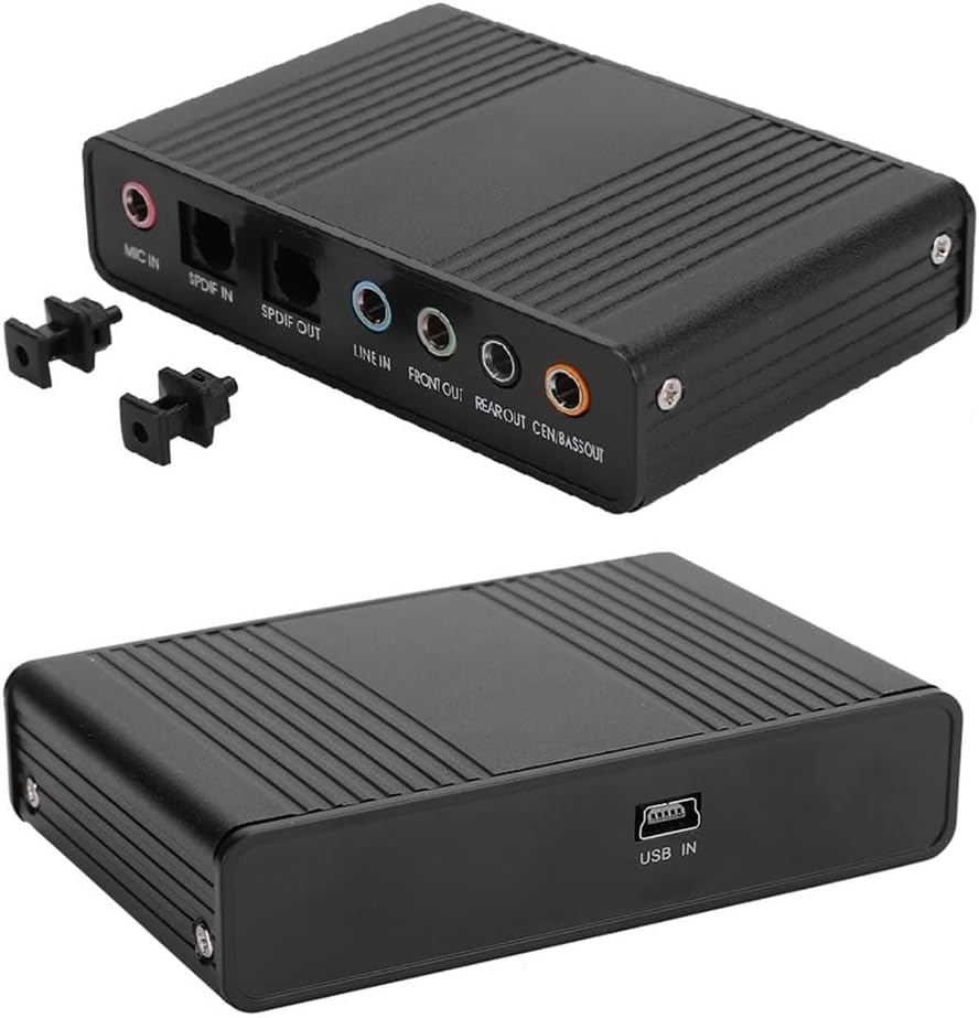 DM HD10 USB 5.1 External Sound Card – 32/44.1/48KHz Audio Adapter for Karaoke, Recording, and PC Gaming, 6-Channel Analog Playback with SPDIF I/O