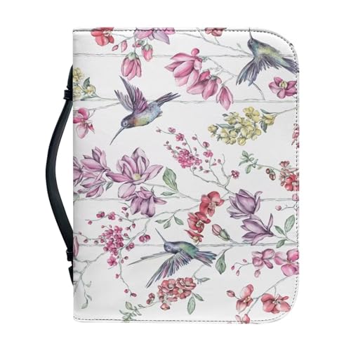Borsa della copertura Bibbia per donne ragazze borsa con manico portatile per forniture di studio biblico Colibrì 2XL-12x9x2.4 pelle sintetica