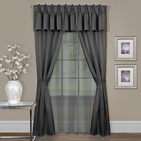 Achim Home Furnishings Claire - Window in a Bag 6 Piece Set - 55x63 - Charcoal Cover