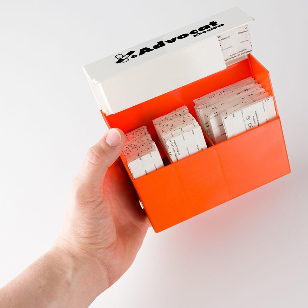 SÖHNGEN Erste-Hilfe-Koffer Advocat DIN 13169, Wandhalt., Pflasterspender, orange aus Kunststoff, Art.-Nr. 367000 | Verbandskasten | Notfallkoffer | Erste Hilfe Kasten