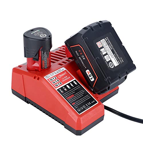 M12 & M18 Multi Voltage Lithium Ion Battery Charger for Milwaukee 48-59-1812 18V&12V Fuel Gauge XC Battery - Thumbnail 3