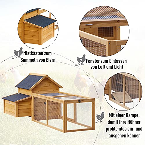 GXK Hühnerstall Laufstall Auslauf Geflügelstall mit Stange Massivholz Nistkasten – Bild 7