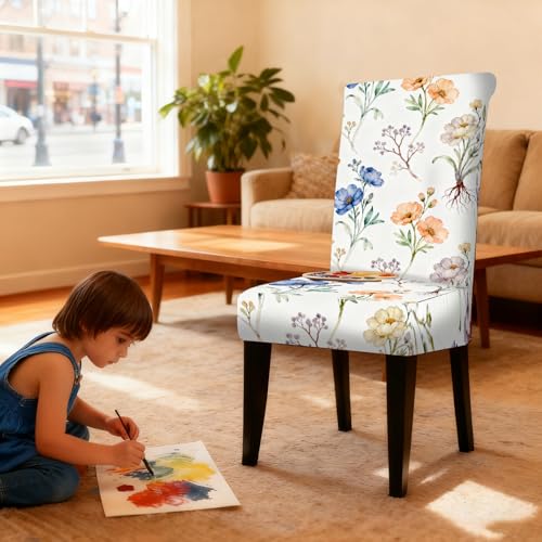 Image of Nuxovilar 4PCS Watercolor Floral Stretch Chair Covers 23.6x70in