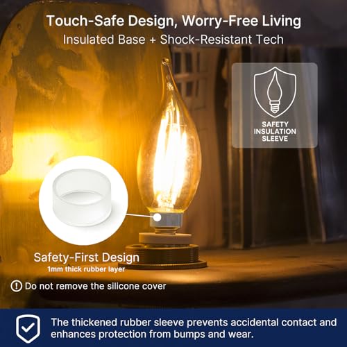 Image of FLSNT Candelabra LED Light Bulbs, CA11 LED E12 Chandelier Light Bulbs 60W Equivalent, 2700K Soft White, 550LM, 5.5W, 90+ High CRI, AC 120V, 12 Pack, Dimmable UL,CA65 Listed.