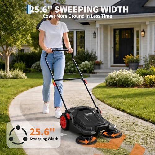 Image of Garvee Manual Push Floor Sweeper, Walk-Behind Sweeper
