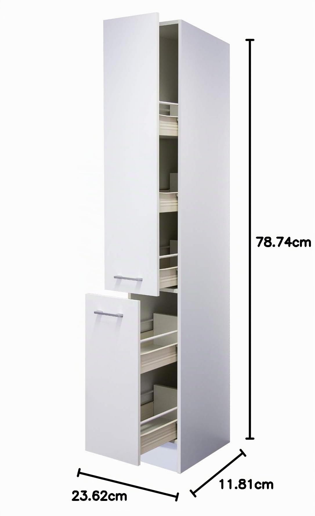 Apothekerschrank LUCCA | Hochschrank | 2 Front-Auszüge, 5 Schubkästen | Breite 30 cm | Weiß
