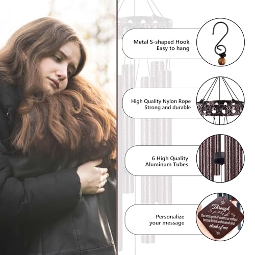Image of ASTARIN Personalized Memorial Wind Chimes, Customized Wind Chime for Loss of Loved One /Mother /Father, Wind Chimes for Outside Garden Decoration, Sympathy Gifts for Women /Man