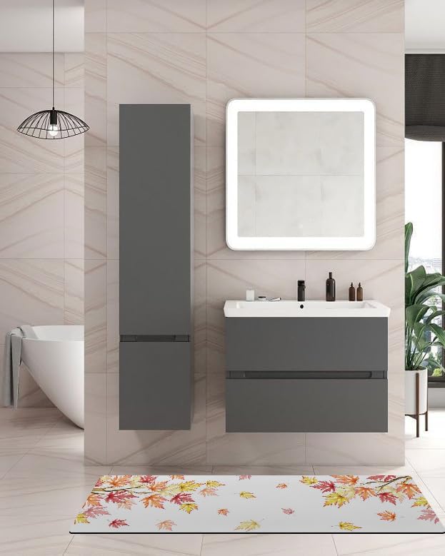 Miniatura 2 de Tapete de baño con hojas de otoño, antideslizante, de secado rápido y absorbente, tierra de diatomeas, fregadero, dormitorio, cocina, lavable,